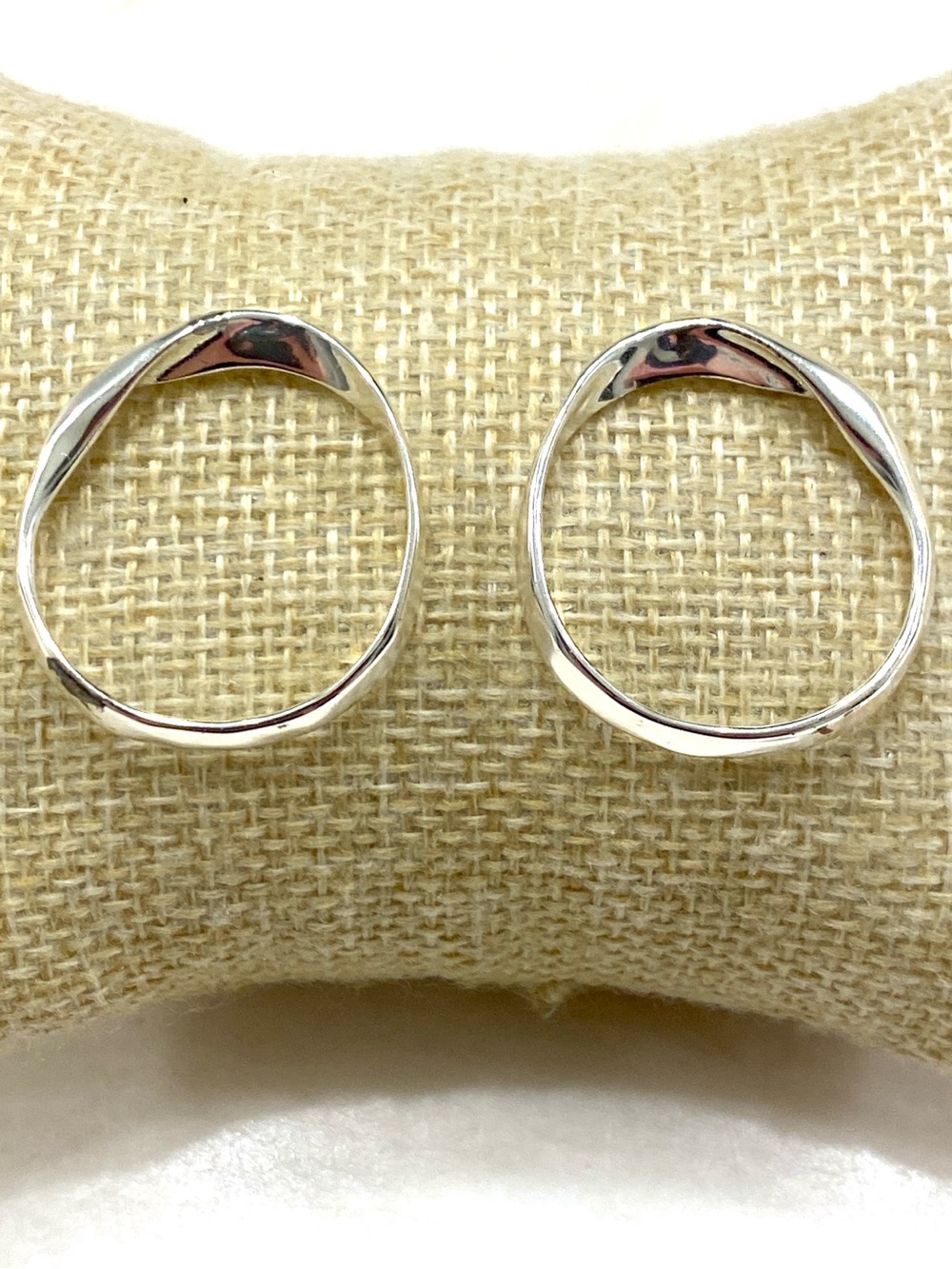 J. Crew Polished Silver Twisted Hoop Earrings